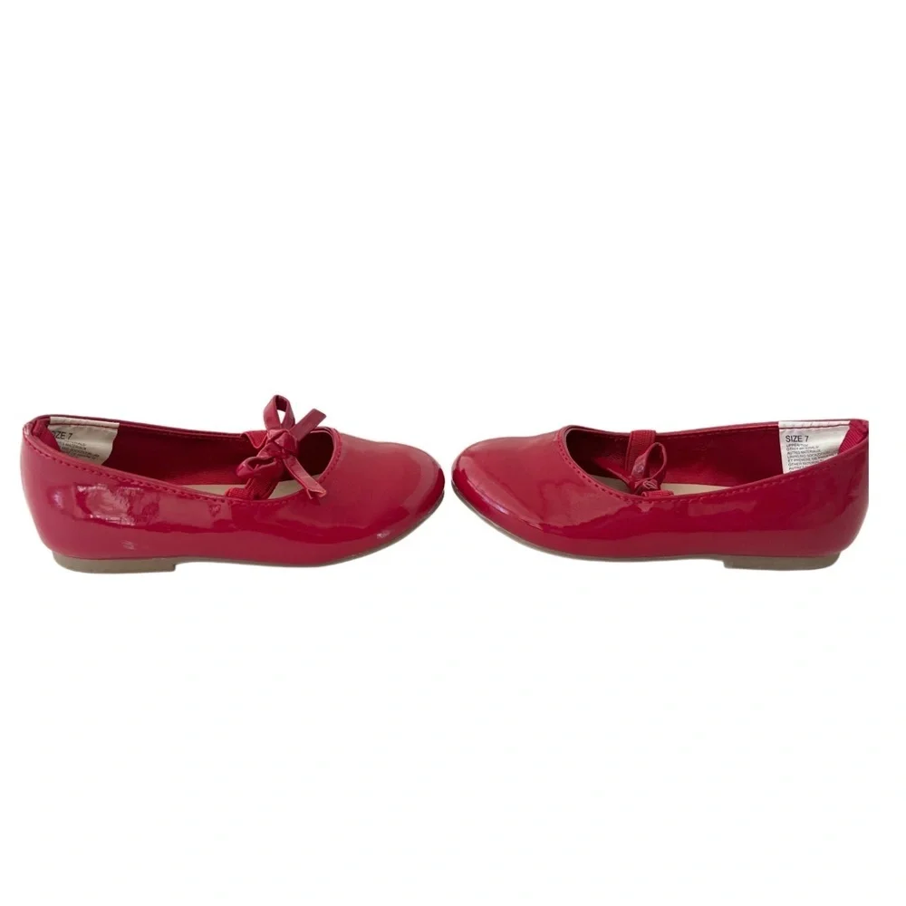 Gymboree Kids Red Glossy Ballet Flats with Bow Strap | Toddler Girl 7